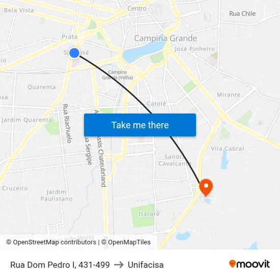 Rua Dom Pedro I, 431-499 to Unifacisa map