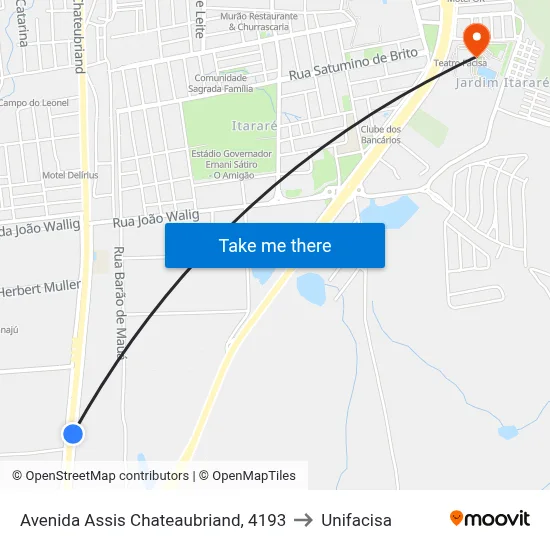 Avenida Assis Chateaubriand, 4193 to Unifacisa map