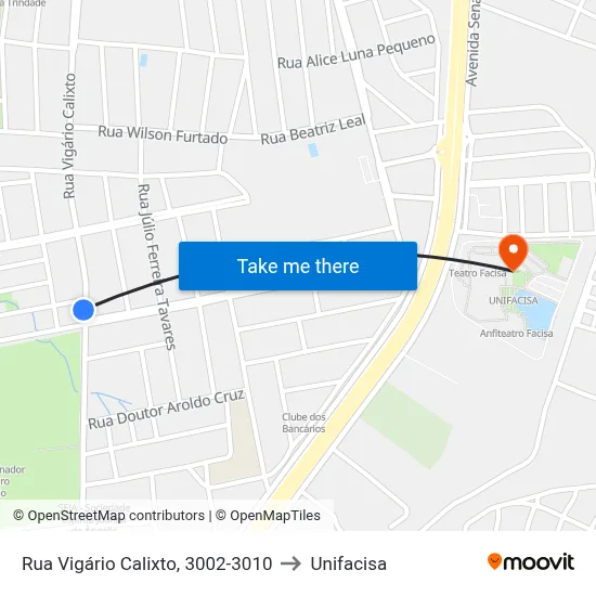 Rua Vigário Calixto, 3002-3010 to Unifacisa map
