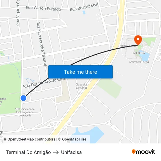 Terminal Do Amigão to Unifacisa map