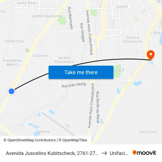 Avenida Juscelino Kubitscheck, 2761-2767 to Unifacisa map