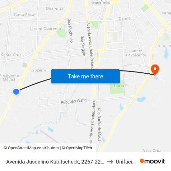 Avenida Juscelino Kubitscheck, 2267-2287 to Unifacisa map