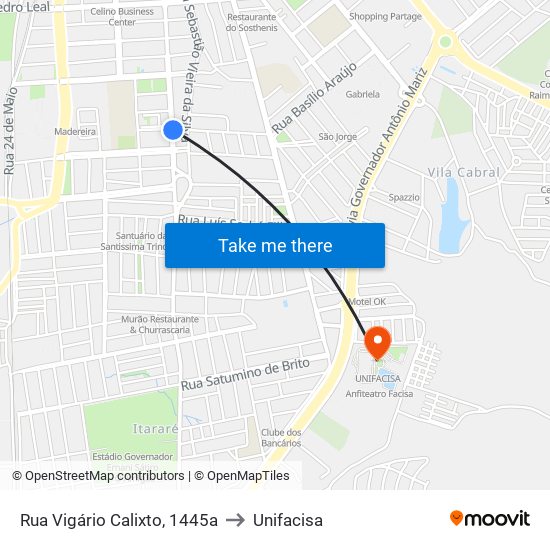 Rua Vigário Calixto, 1445a to Unifacisa map
