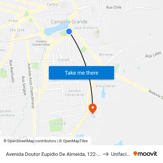 Avenida Doutor Eupídio De Almeida, 122-228 to Unifacisa map