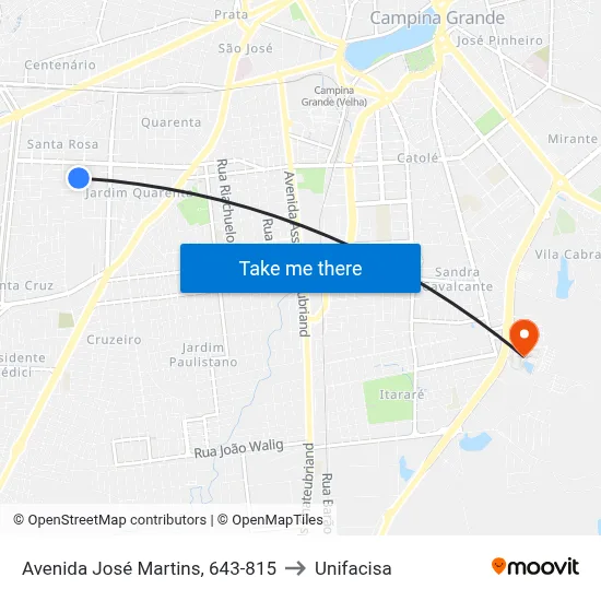 Avenida José Martins, 643-815 to Unifacisa map