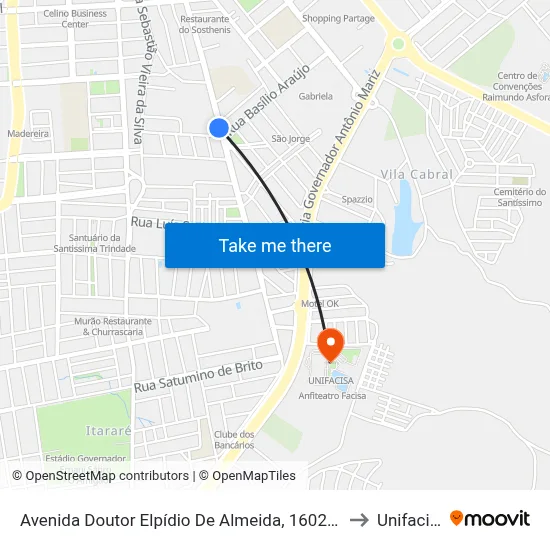 Avenida Doutor Elpídio De Almeida, 1602-1678 to Unifacisa map