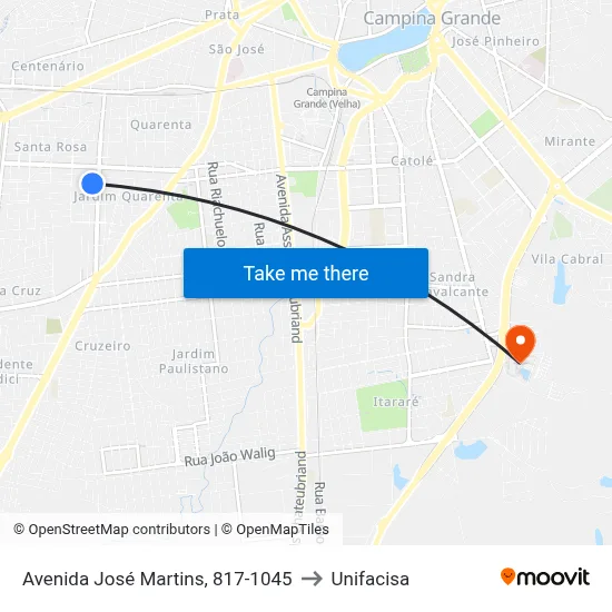 Avenida José Martins, 817-1045 to Unifacisa map