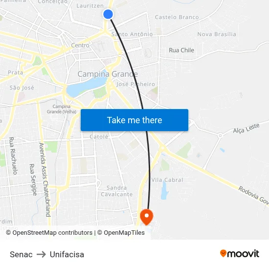 Senac to Unifacisa map