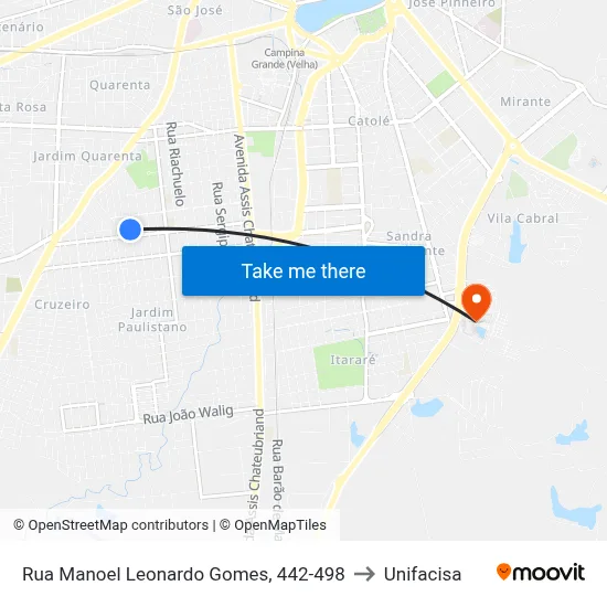 Rua Manoel Leonardo Gomes, 442-498 to Unifacisa map