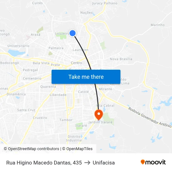 Rua Higino Macedo Dantas, 435 to Unifacisa map