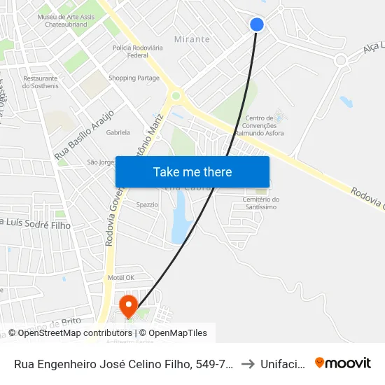 Rua Engenheiro José Celino Filho, 549-737 to Unifacisa map