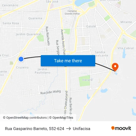 Rua Gasparino Barreto, 552-624 to Unifacisa map
