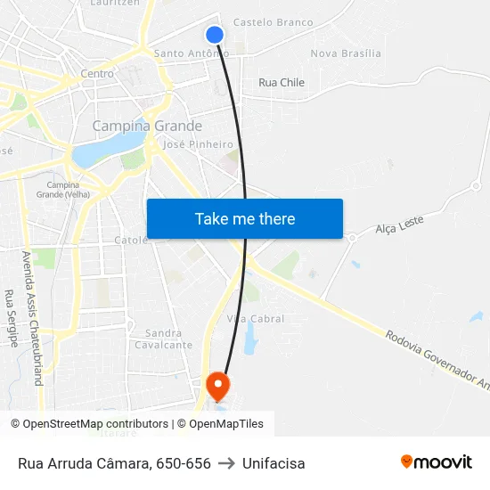 Rua Arruda Câmara, 650-656 to Unifacisa map