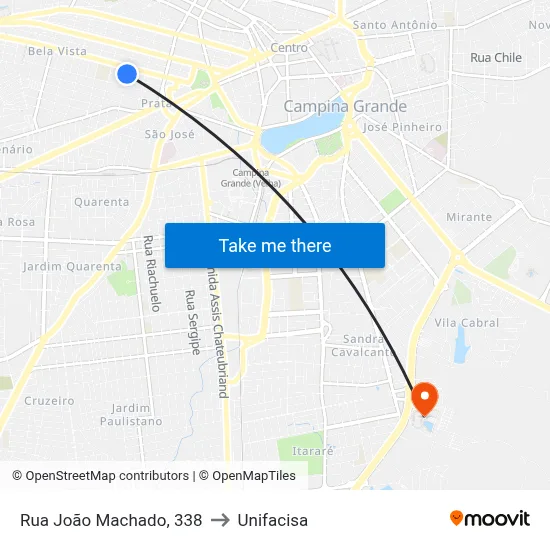 Rua João Machado, 338 to Unifacisa map