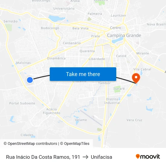 Rua Inácio Da Costa Ramos, 191 to Unifacisa map
