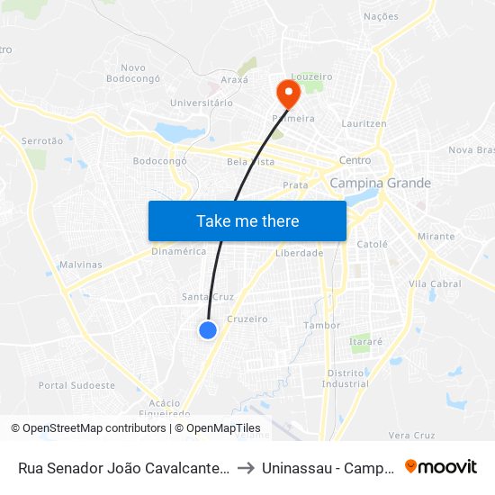 Rua Senador João Cavalcante Arruda, 318-368 to Uninassau - Campus Palmeira map