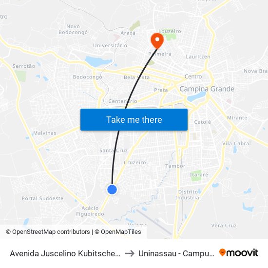 Avenida Juscelino Kubitscheck, 2742-2750 to Uninassau - Campus Palmeira map