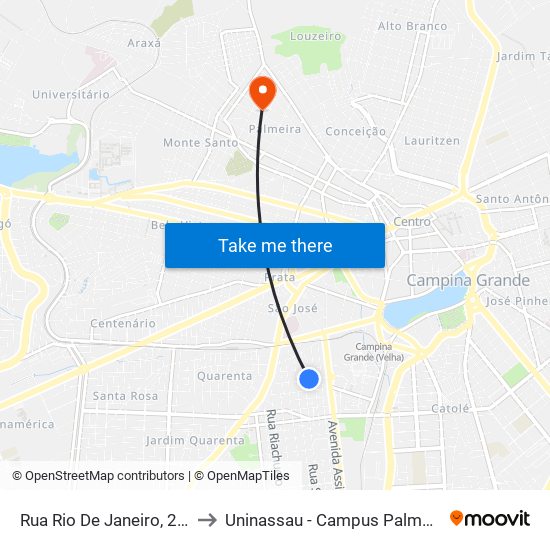 Rua Rio De Janeiro, 224 to Uninassau - Campus Palmeira map