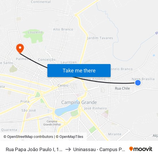 Rua Papa João Paulo I, 150-182 to Uninassau - Campus Palmeira map