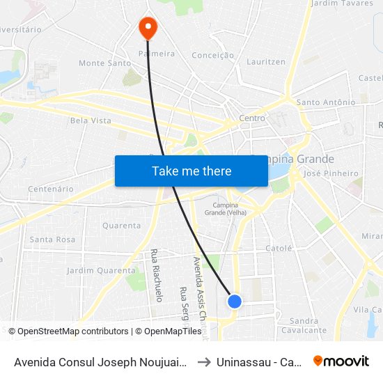 Avenida Consul Joseph Noujuain Habib Nacad, 1398-1800 to Uninassau - Campus Palmeira map