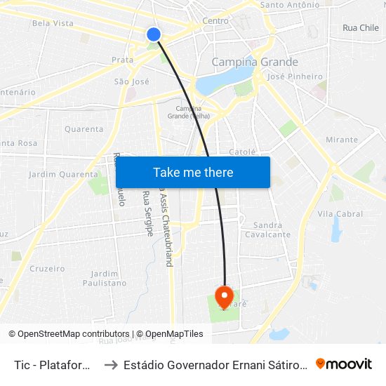 Tic - Plataforma 04b to Estádio Governador Ernani Sátiro - O Amigão map