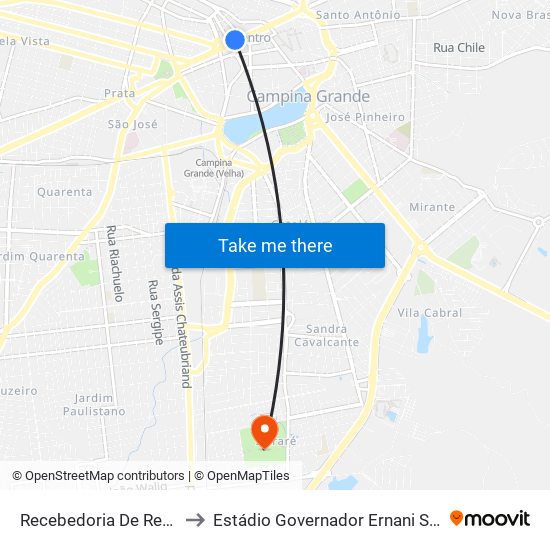 Recebedoria De Rendas - Fisco to Estádio Governador Ernani Sátiro - O Amigão map