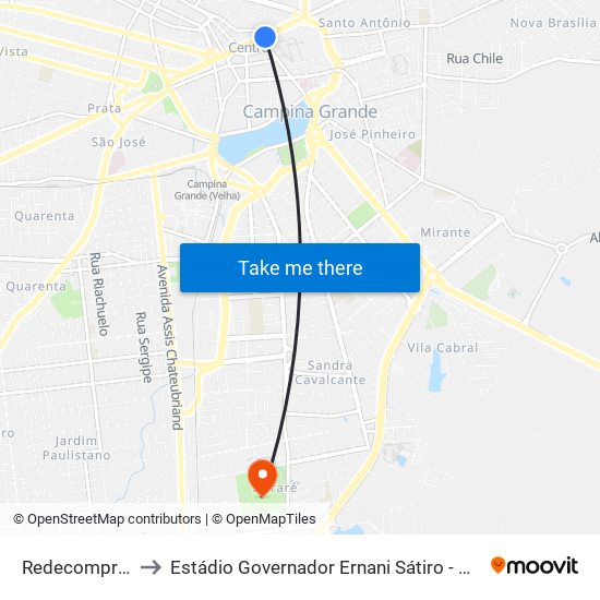 Redecompras 2 to Estádio Governador Ernani Sátiro - O Amigão map