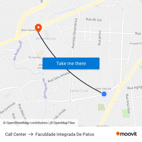 Call Center to Faculdade Integrada De Patos map