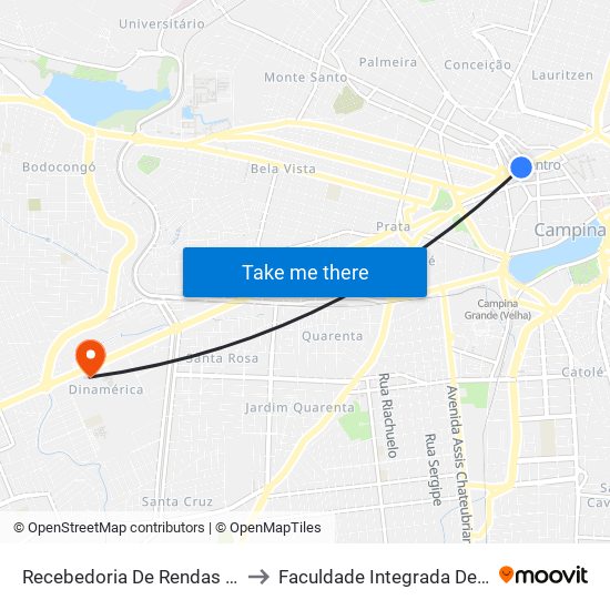 Recebedoria De Rendas - Fisco to Faculdade Integrada De Patos map