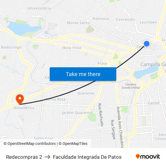 Redecompras 2 to Faculdade Integrada De Patos map