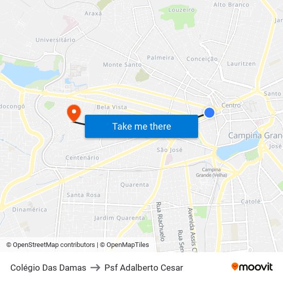 Colégio Das Damas to Psf Adalberto Cesar map