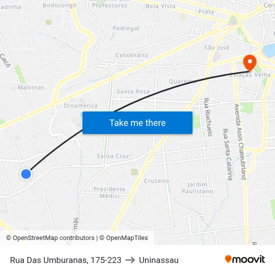 Rua Das Umburanas, 175-223 to Uninassau map