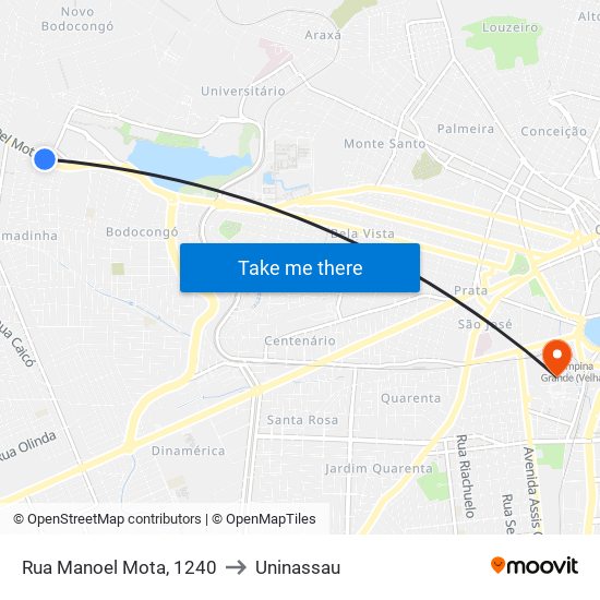 Rua Manoel Mota, 1240 to Uninassau map
