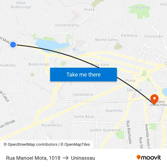 Rua Manoel Mota, 1018 to Uninassau map
