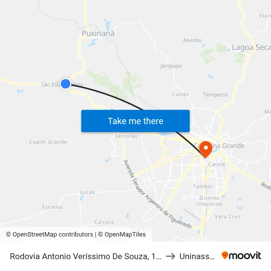 Rodovia Antonio Veríssimo De Souza, 116 to Uninassau map