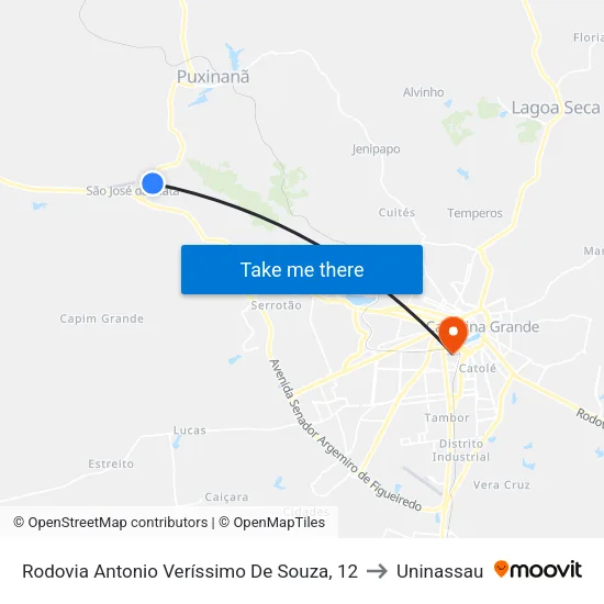 Rodovia Antonio Veríssimo De Souza, 12 to Uninassau map