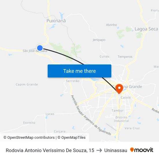 Rodovia Antonio Veríssimo De Souza, 15 to Uninassau map