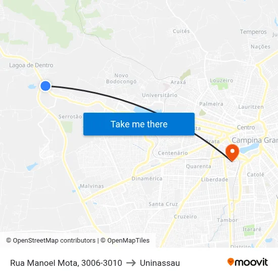Rua Manoel Mota, 3006-3010 to Uninassau map