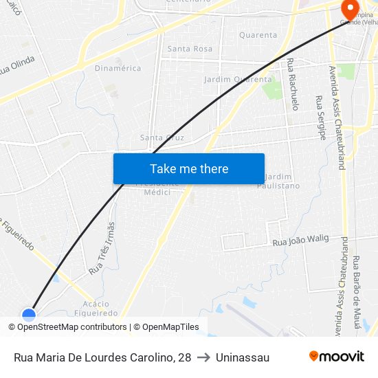 Rua Maria De Lourdes Carolino, 28 to Uninassau map