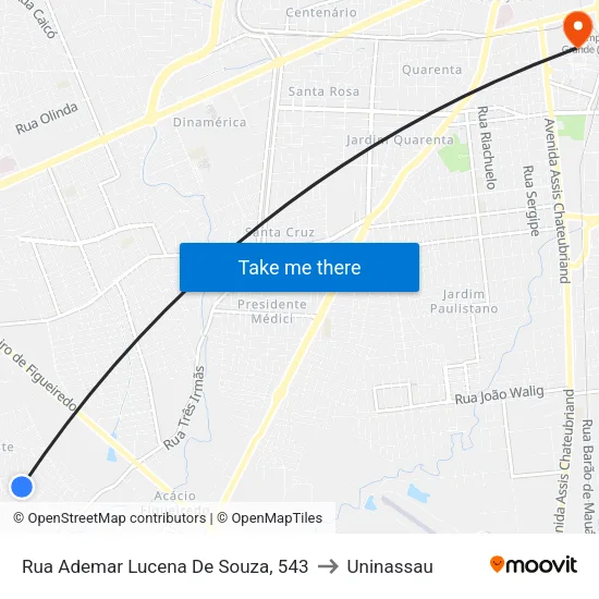 Rua Ademar Lucena De Souza, 543 to Uninassau map