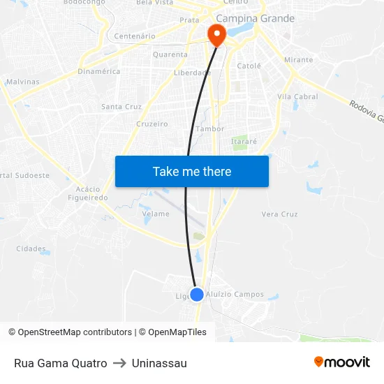 Rua Gama Quatro to Uninassau map