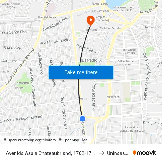 Avenida Assis Chateaubriand, 1762-1770 to Uninassau map