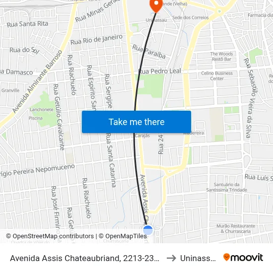 Avenida Assis Chateaubriand, 2213-2313 to Uninassau map