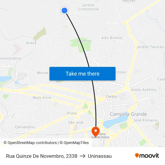 Rua Quinze De Novembro, 2338 to Uninassau map