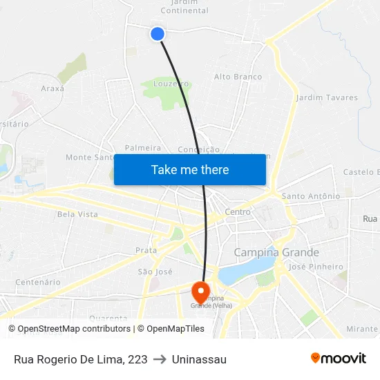 Rua Rogerio De Lima, 223 to Uninassau map