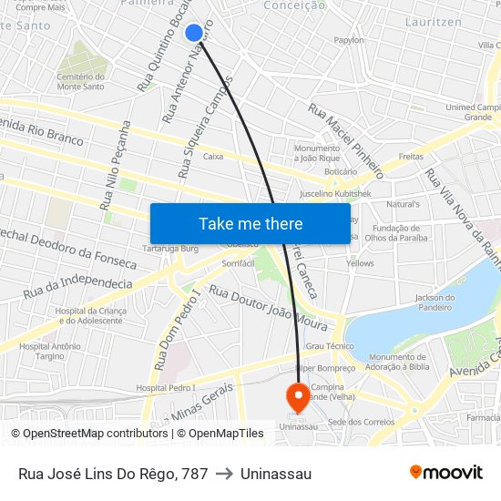 Rua José Lins Do Rêgo, 787 to Uninassau map