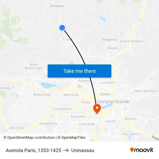 Avenida Paris, 1353-1425 to Uninassau map