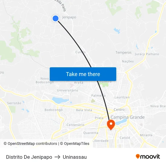 Distrito De Jenipapo to Uninassau map