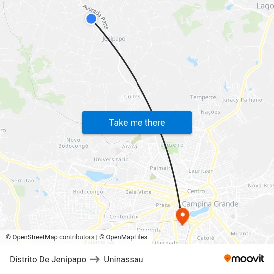 Distrito De Jenipapo to Uninassau map