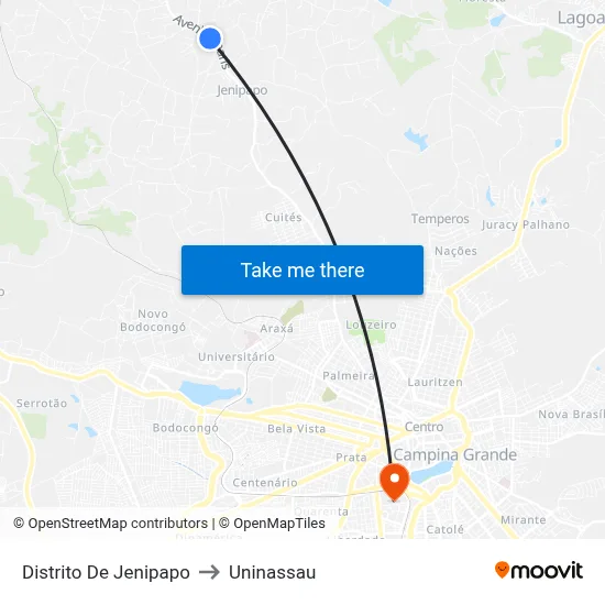 Distrito De Jenipapo to Uninassau map